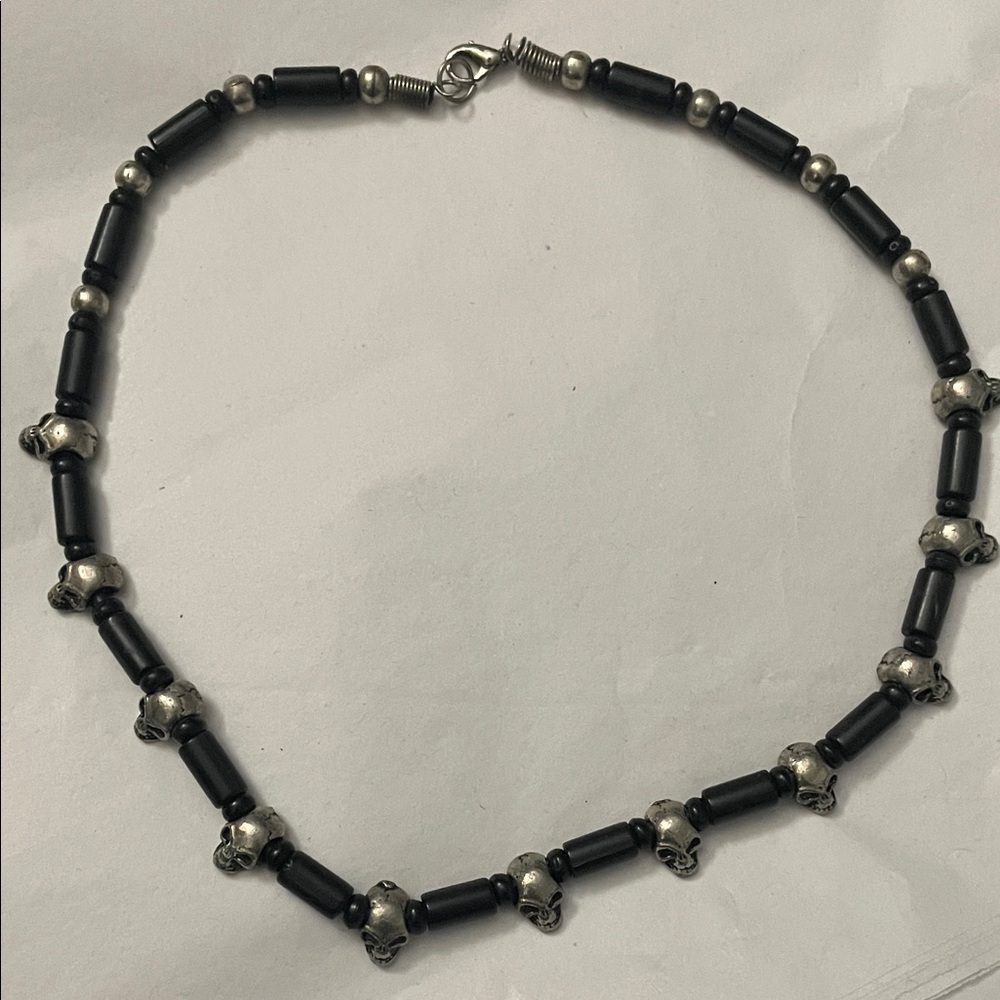 Black and Silver Beaded Necklace